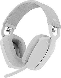 Logitech Zone Vibe 100 Auriculares inalámbricos Ligeros. Micrófono con cancelación de Ruido, Bluetooth multidispostivivo avanzado, Funcio con Teams, Google Meet, Zoom, Mac/PC - Blanco
