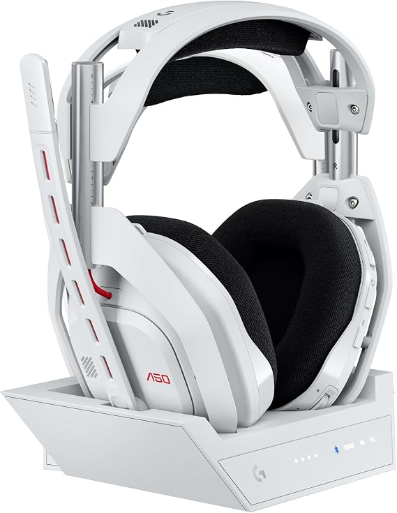 Logitech G Astro A50 Lightspeed Auriculares inalámbricos para Gaming + Base (5.ª Gen), Pro-G Graphene, Cambio Entre 3 Sistemas, USB-C, Xbox, PS5, PC, Nintendo Switch, Switch 2, Bluetooth - Blanco