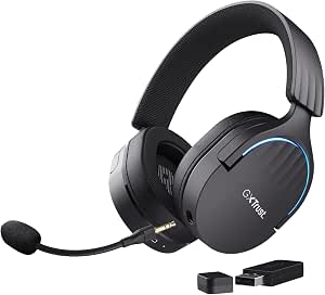 GXTrust Fayzo Cascos Gaming Inalámbricos Bluetooth + 2.4 GHz, Negro