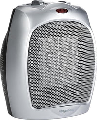 Amazon Basics Calefactor de cerámica, 1800 W, con termostato ajustable, Plateado