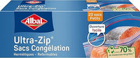 Albal - 20 Sacs Congélation Ultra Zip - Petit Modèle 1L - Fermeture Zip - Résistant - Contient des ressources recyclées