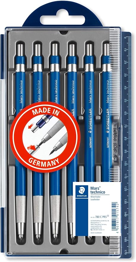 STAEDTLER Mars Technico 780 C PR5, Portaminas Técnico para Minas de 2 mm de Ancho, Pack con 6 Unidades, Multicolor