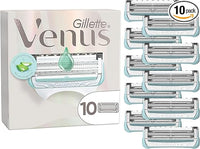 Venus Gillette Satin Care Depilación Para Mujer Para Ingles Y Zona Íntima, Pack de 10 Recambios, Cuchillas Con Barra Hidratante Con Aloe Vera, Ayuda a Proteger La Piel Púbica De La Irritación