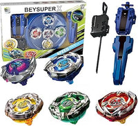 Burst X - Juego de peonzas, 5 unidades, con 2 lanzadores y 1 mango, fusión de metales, peoncillo, juguete de batalla para niñas y niños
