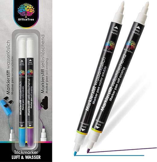 OfficeTree 2x Rotuladores para Tela Borrable - Autoextinguible e Hidrosoluble - Rotulador para Costura - Boligrafo Costura - Marcador de Tela - Rotuladores Borrables - Rotuladores para Tela