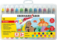 Eberhard Faber 529112 - Crayones de gel Basic y Metallic con mina blanda y funda deslizante, 12 crayones de gel en estuche de cartón