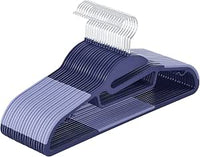 SONGMICS Juego de 20 Perchas de plástico, Perchas con Apertura en Forma de U, Ahorra Espacio, 0,5 cm de Grosor, 41,5 cm de Ancho, Gancho Giratorio de 360°, Color Azul Oscuro y Azul Claro CRP041C02