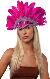 Diadema Plumas Carnaval para Disfraz de Pavo Real, Antifaz Veneciana Brasil con Plumas, Penacho Indio para Disfraz de Fiesta