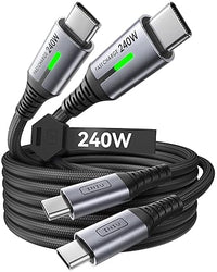 INIU 240W Cable USB C Carga Rapida, [2-Pack 2m] PD3.0 Cable USB C a USB C, Nylon Cable Carga Rapida Tipo C para iPhone 16 15 Pro max, MacBook iPad, Note20, Pixel 7, Dell Laptop Steam Deck, Samsung ecc