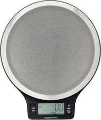 Amazon Basics Báscula de Cocina Digital con Pantalla LCD, sin bisfenol A (BPA), de Acero Inoxidable (Pilas Incluidas), Pesa hasta 11 Libras, Negro