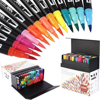 hhhouu 100 Colores Rotuladores Punta Fina, Acuarelables Marcadores de Pincel para Niños y Adultos Dibujo, Caligrafía, Lettering, Bullet Journal HO-100B