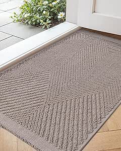 Color&Geometry Felpudos Entrada Casa 60x90cm, Atrapapolvo Alfombra Entrada Ultraplano Lavables Felpudo para Entrada, Pasillo,Patrón en Espiga Taupe