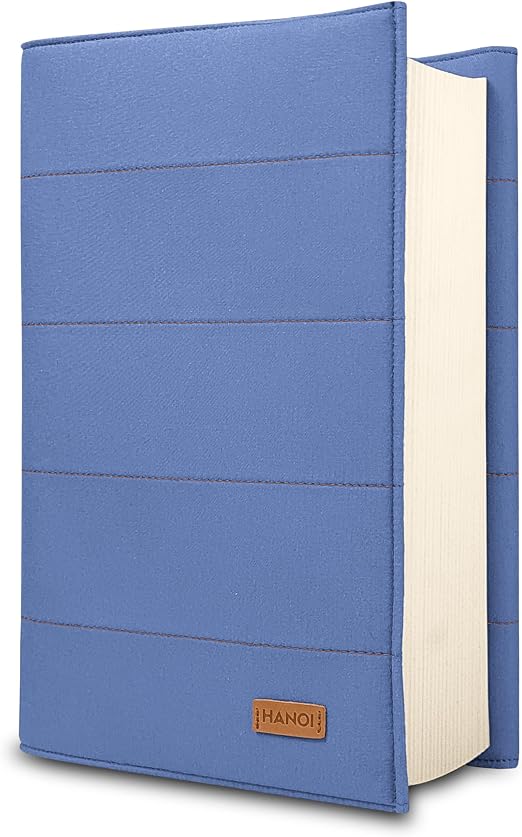 HANOI Collection® Funda para libros de lectura ajustable acolchada. Funda de libro acolchada grande. Funda libro, Cubierta para libros, Funda para tapa de libros (Azul Medio, Grande)