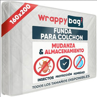 WRAPPYBAG – Funda Protectora de Plástico para Colchón – Bolsa Impermeable para Mudanza, Almacenaje y Transporte – 160x200 cm