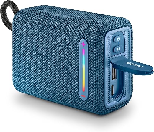 NGS Roller Furia 1 Blue - Altoparlante Portatile Compatibile con Tecnologia Bluetooth, Luci RGB, Impermeabilità IPX6, 15 W, True Inalámbrico, USB, Durata Batteria 9 Ore, Azul