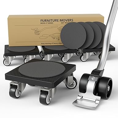 ONEON Kit Elevadores de Muebles & Transportador Muebles - Ruedas Suaves de 1.25" Hechas de TPE para Transportar Muebles, Capacidad de Carga Máxima de 227KG, Transportar para Mover Muebles Pesados