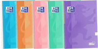 Oxford, Cuadernos A4 (Folio) Cuadrícula 4x4, Tapa Extradura, 80 Hojas, Pack 5 Libretas, Colores Pastel