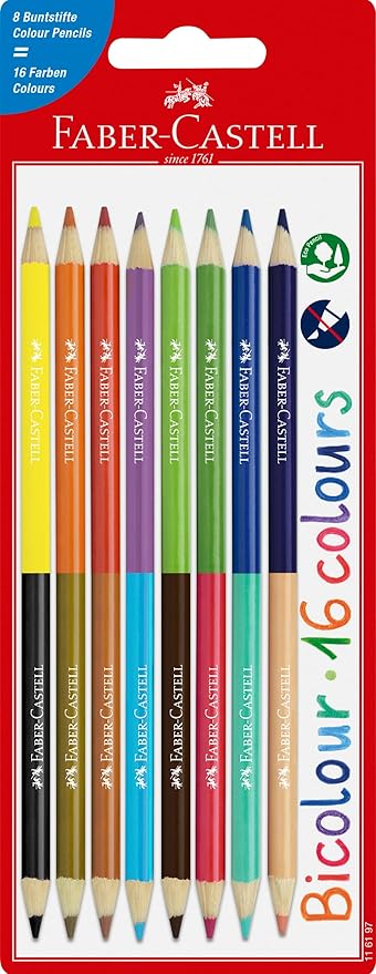 Faber-Castell 116197 - Buntstifte Set Bicolor 8er mit 16 Farben