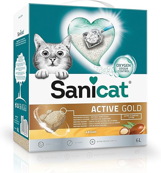 Sanicat - Arena para Gatos aglomerante con Aroma de argán | Absorbe la Humedad y facilita la Limpieza | 6 L