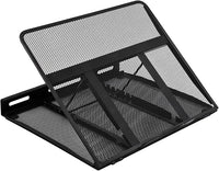 Amazon Basics Soporte Ergonómico Ventilado para Laptop, Ajustable en 7 Niveles, Malla de Acero para Enfriamiento, para Visualización y Tipeo Básico, Compatible con Laptops de 10 a 17,3 Pulgadas, Negro