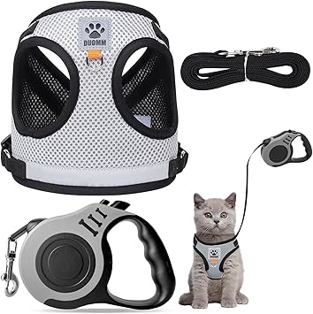 deegbbyi Arnes Gato Antiescape, Arnes Perro, Arnés Ajustable para Gatos con Correa, Arnés y Correa para Gatos, Chaleco Suave Cómodo Reflectante Transpirable para Caminar, Entrenar