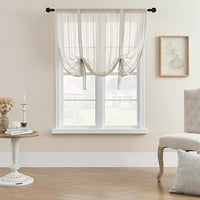 SIMPVALE – Estor romano de aspecto de lino translúcido con visillo para dormitorio, balcón, salón y cocina, ancho 100 cm, altura 140 cm