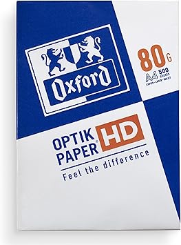 Oxford,Folios A4 80gr,Papel Blanco Multiuso,Impresora Láser o Inkjet,1 Paquete,500 Hojas, 400176040