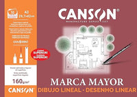 Canson Dibujo Lineal, Papel de dibujo blanco, Suave, 160gsm, Minipack, A3-29,7x42cm, Blanco, 10 Hojas, El embalaje puede variar