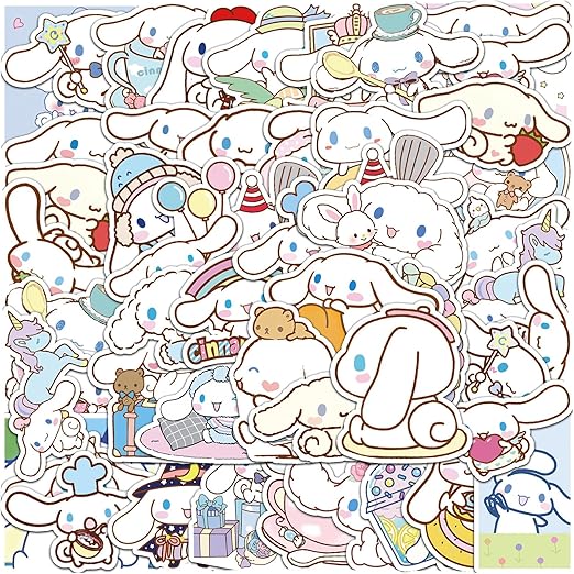 Cinnamoroll BabyCinnamoroll Pegatinas, 2 X 50 Pcs Cinnamoroll Stickers, Stickers Aesthetic, Cute Sticker, Portátile Monopatín Maleta Impermeables Vinilo Sticker, para Niños, Adolescentes, Adultos