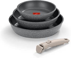 Monix One Click Pietra | Set 3 sartenes apilables, 20-24-26 cm