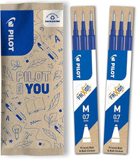 PILOT Caja de 2 set de 3 Recambios FriXion - Recambios para Bolígrafos borrables - Compatible con FriXion Ball y FriXion Ball Clicker - Azul - Punta Media (6 recambios)