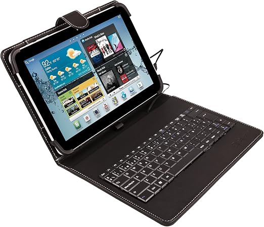SILVERHT - Funda Universal con Teclado para Tablets de 9 a 11 Pulgadas. Teclado QWERTY en Español con Cable USB C. Incluye la Letra Ñ. Negro