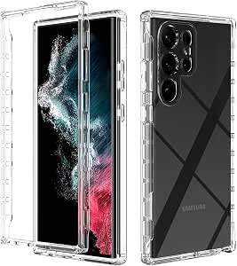 PANXIYUE - Carcasa para Samsung Galaxy S23 Ultra, antigolpes, transparente, TPU flexible y PC rígido, 360°, Full Body Protection Funda para Samsung Galaxy S23 Ultra, transparente