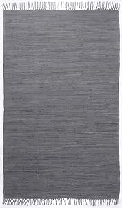 Theko Happy Cotton 601 - Alfombra (100% algodón, Rectangular, 60 x 120 cm), Color Antracita