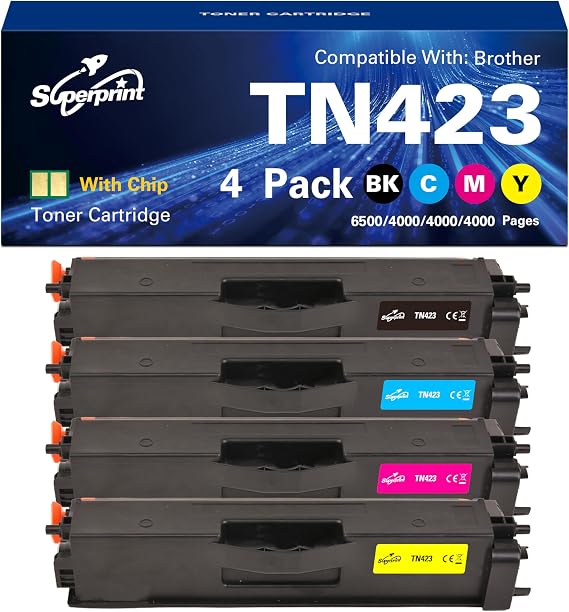 Superprint TN423 - Juego de 4 cartuchos de tóner compatibles con Brother TN-423 TN-421 TN-423BK para DCP-L8410CDW MFC-L8690CDW MFC-L8900CDW HL-L8260CDW HL-L8360CDW