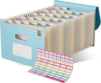 EcoStash Carpeta Clasificadora Acordeón, 26 Bolsillos Archivador A4 de Paja de Trigo, Clasificador Documentos Expandibles, Libre de BPA, Regreso a la Naturaleza, Vida Saludable - Azul Cielo