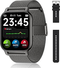 Popglory Reloj Inteligente Hombre con Llamadas y Asistente Voz, 1,85'' Smartwatch Pantalla Dividida Pulsera Actividad Presión Arterial Ritmo Cardíaco Oxígeno Sanguíneo, para Mujer Hombre Android iOS