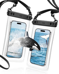 YOSH TPU Funda Acuatica Movil, Funda Agua Movil [2 Unidades] con Clip Mejorada, Bolsa Hermetica Playa para iPhone 16 15 14 Plus 13 12 Pro MAX, Samsung Galaxy S24 S23 Ultra, Xiaomi, hasta 7,5''