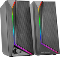 Mars Gaming MS72, Altavoces Gaming 15W, Éclairage RGB Flow, 2 Drivers Actifs, Chipset DSP, Connexion Plug&Play USB et Jack 3.5mm, Molette Contrôle du Volume et Port Audio para Auriculares, Negro