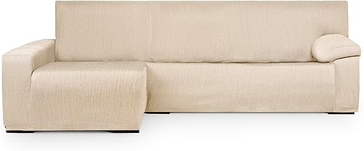 Eysa Luz Funda de sofá para Chaise Longue Mini con el Brazo Largo Lado Izquierdo Vista Frontal Color Crudo