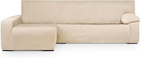 Eysa Luz Funda de sofá para Chaise Longue Mini con el Brazo Largo Lado Izquierdo Vista Frontal Color Crudo