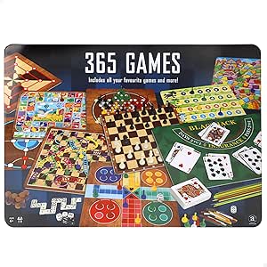 COLORBABY CB Games Pack 365 Juegos de Mesa, Caja metálica, 10 tableros multijuego, Fichas, 7 Dados, Juego de la oca, Backgammon, 1 a 8 Jugadores, Juguete Educativo, Juguetes +6 años (39521)