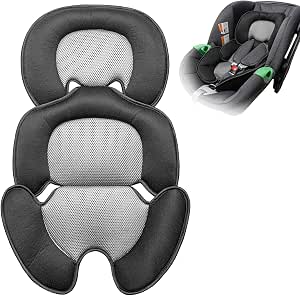 storchenbeck Cojín para bebé recién nacido con malla 3D para silla de coche y trona - Plantilla transpirable para apoyar al bebé (negro)