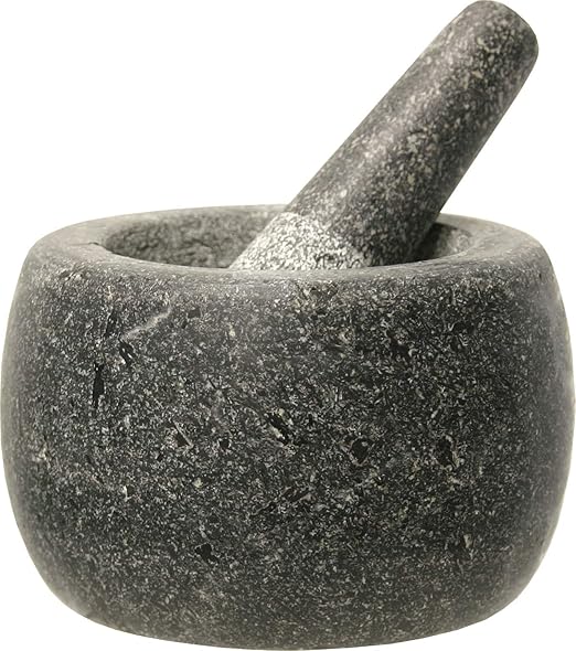 Jade Temple - Mortero de Piedra con Maja, Granito Macizo con 14 cm de diámetro y 10 cm de Altura