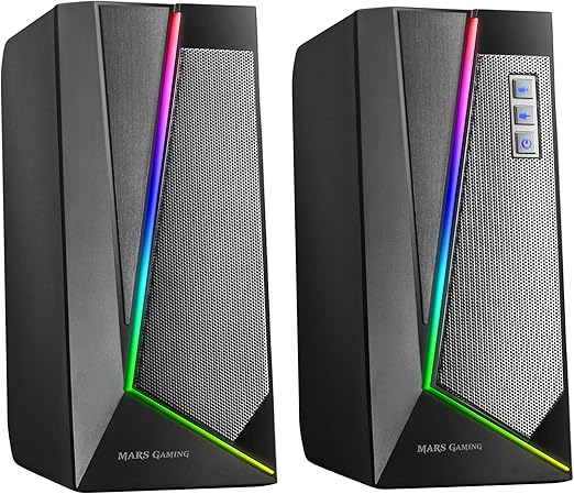 Mars Gaming MS7, Altavoces Gaming 10W, Subwoofer, Jack 3.5mm y USB, 6 Drivers, Procesador DSP, Negro
