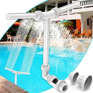 Fuente de Piscina Ajustable 2 en 1 - Accesorios de Doble Chorro para Piscina Fuera del Suelo/Subterráneo - Riego de Jardín al Aire Libre