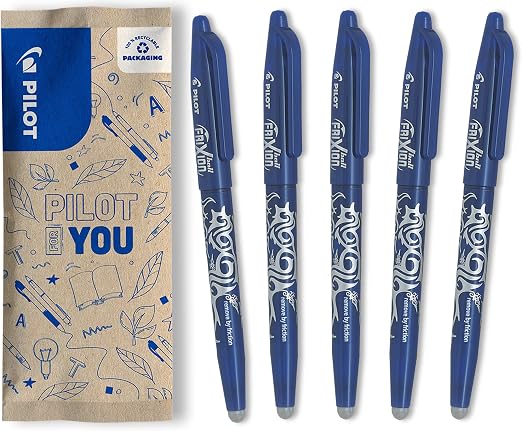 PILOT Caja de 5 Frixion Ball - Bolígrafo borrable con tinta termosensible - Bolígrafo rollerball recargable - Azul - Punta Media