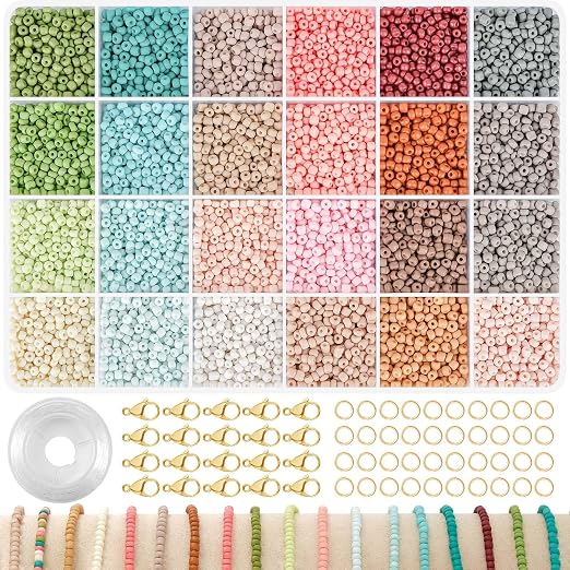 RUBY 3mm Abalorios para Pulseras, 24 Colores Cuentas Pulseras Kit para Hacer Pulseras Regalo para Niños y Adultos en Navidad, Fiestas, Recompensass, etc.