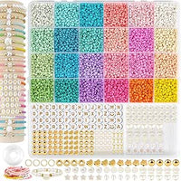ARTREE 12280 Piezas Abalorios para Hacer Pulseras 24 Colores Pastel Macarons, 3mm Cuentas Arcilla Polimérica para Hacer Pulseras Abalorios Cuentas de Cristal, DIY-Manualidades Regalo Cumpleaños Unisex