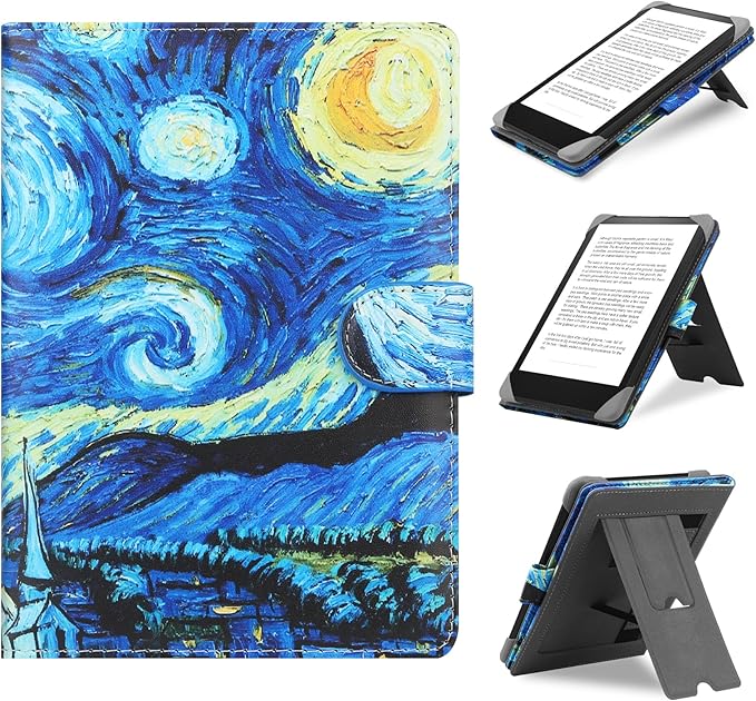 HoYiXi Universal Funda de 6.8’’,7“ eBook Reader Compatible con Kindle Paperwhite/Kobo Clara HD/Kobo Clara 2E Estuche Cover para 6"-6,8'' Pocketbook/Tolino/Sony eReader,Noche Estrellada